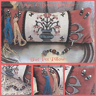 Blue Pot Pillow Cross Stitch Pattern by Mani di Donna - Premium Pattern, Cross Stitch from Mani di Donna - Just $15! Shop now at Crossed Hearts Needlework & Design