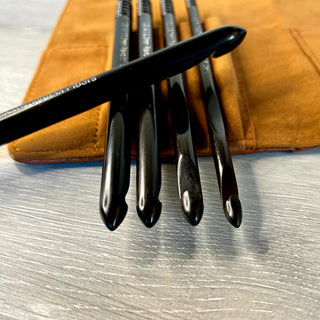Premium Ebony Wood 7" Crochet Hooks Set with Carrying Case | 13 Crochet Hooks Size US E - P