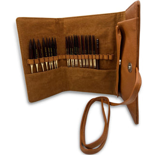 Premium 3.5 Inch Rosewood Interchangeable Circular Knitting Needle Set with Carrying Case (29 Piece Set)