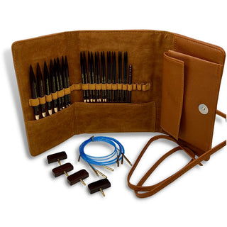 Premium 5 Inch Rosewood Interchangeable Circular Knitting Needle Set With Carrying Case (29 Piece Set)