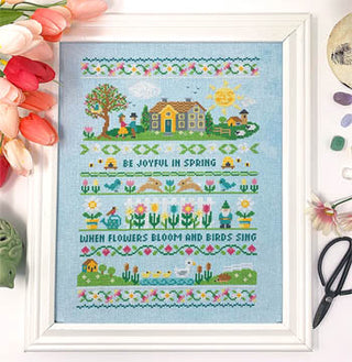 Spring Band Sampler Cross Stitch Pattern - Crossed Hearts Needlework & Design