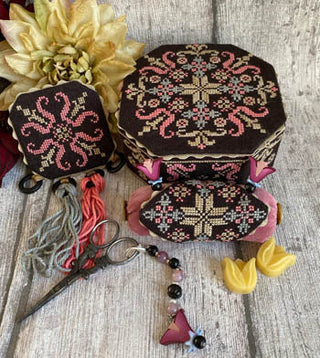 Black Fantasy Octagonal Sewing Box Cross Stitch Pattern by Mani di Donna - Premium Pattern, Cross Stitch from Mani di Donna - Just $26! Shop now at Crossed Hearts Needlework & Design