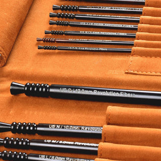 Premium Ebony Wood 7" Crochet Hooks Set with Carrying Case | 13 Crochet Hooks Size US E - P