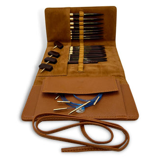 Premium 5 Inch Rosewood Interchangeable Circular Knitting Needle Set With Carrying Case (29 Piece Set)