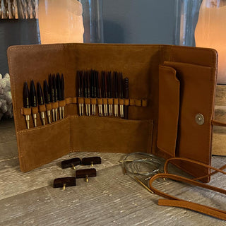 Premium 3.5 Inch Rosewood Interchangeable Circular Knitting Needle Set with Carrying Case (29 Piece Set)