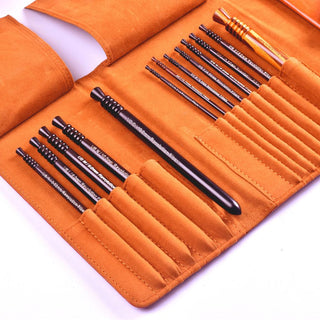 Premium Ebony Wood 7" Crochet Hooks Set with Carrying Case | 13 Crochet Hooks Size US E - P