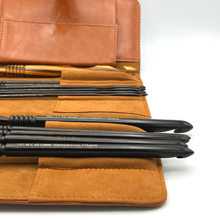 Premium Ebony Wood 7" Crochet Hooks Set with Carrying Case | 13 Crochet Hooks Size US E - P