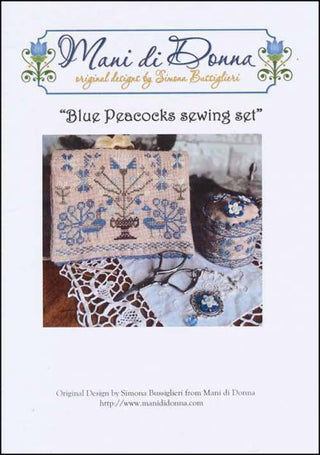 Blue Peacocks Sewing Set Cross Stitch Pattern by Mani di Donna - Premium Pattern, Cross Stitch from Mani di Donna - Just $26! Shop now at Crossed Hearts Needlework & Design