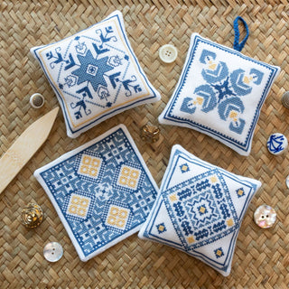 Aegean Ornaments Blue cross stitch folk embroidery kit