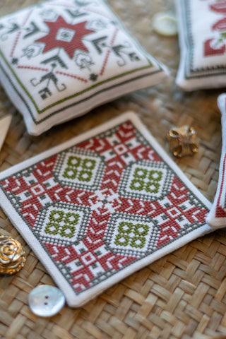 Aegean Ornaments Red cross stitch folk embroidery kit
