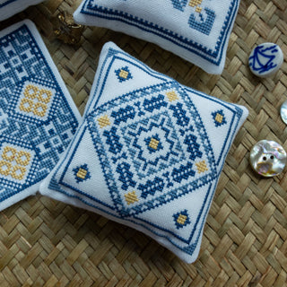 Aegean Ornaments Blue cross stitch folk embroidery kit
