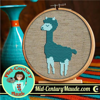Image of Alpaca Llama Cross Stitch Pattern by Mid-Century Maude 