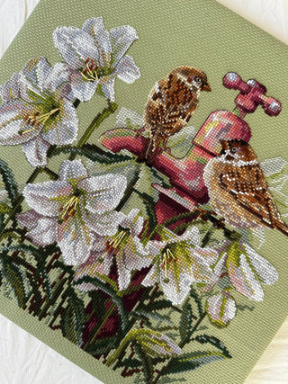 Among the Lilies Needlecraft Kit by Merejka - Premium Needlecraft Kit from Merejka - Just $44.10! Shop now at Crossed Hearts Needlework & Design