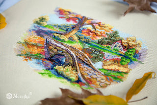 Autumn Landscape Needlecraft Kit by Merejka - Premium Needlecraft Kit from Merejka - Just $37.80! Shop now at Crossed Hearts Needlework & Design