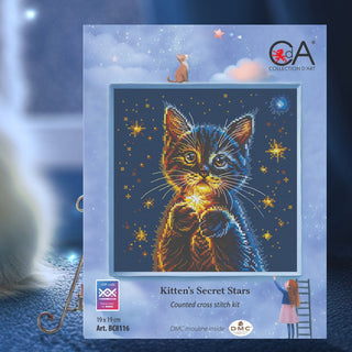 Kitten's Secret Stars BC8116 Counted Cross Stitch Kit