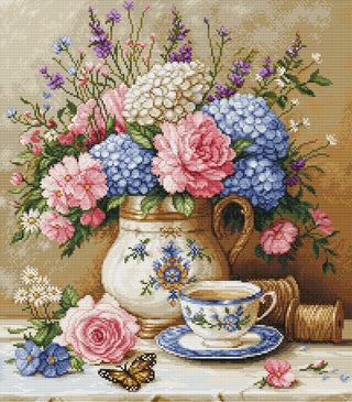 Floral Nostalgia Still Life Counted Cross Stitch Kit by Luca-S B725L