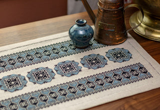 Blue Hellebore cross stitch folk embroidery kit
