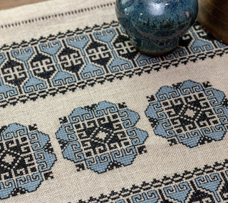Blue Hellebore cross stitch folk embroidery kit