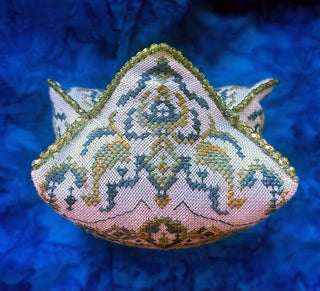 Blue Bead Biscornu Cross Stitch Pattern by Keslyns - Premium Pattern, Cross Stitch from Keslyns - Just $13! Shop now at Crossed Hearts Needlework & Design