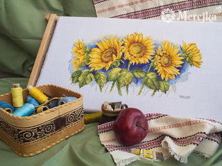 Bright Sunflowers Needlecraft Kit by Merejka - Premium Needlecraft Kit from Merejka - Just $39.60! Shop now at Crossed Hearts Needlework & Design
