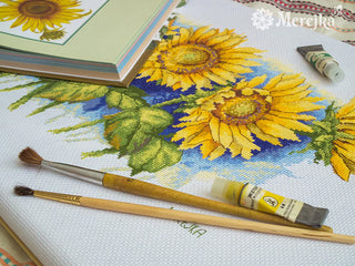 Bright Sunflowers Needlecraft Kit by Merejka - Premium Needlecraft Kit from Merejka - Just $39.60! Shop now at Crossed Hearts Needlework & Design