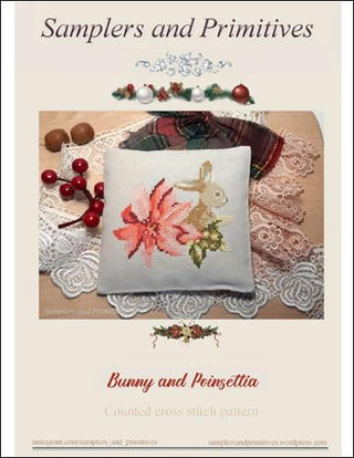 Image of Bunny and Poinsettia Cross Stitch Pattern by Samplers and Primitives 