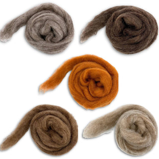 Furry Friends Variety Pack | Carded Corriedale Wool Sliver | 5 Colors