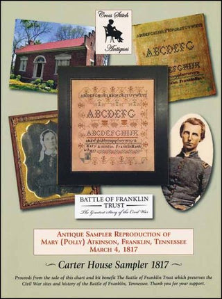 Carter House Sampler 1817 Cross Stitch Pattern by Cross Stitch Antiques - Premium Pattern, Cross Stitch from Cross Stitch Antiques - Just $18! Shop now at Crossed Hearts Needlework & Design