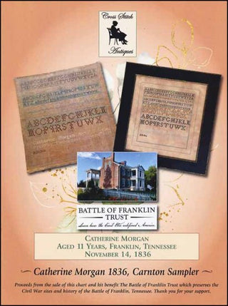 Catherine Morgan 1836, Carnton Sampler Cross Stitch Pattern by Cross Stitch Antiques - Premium Pattern, Cross Stitch from Cross Stitch Antiques - Just $18! Shop now at Crossed Hearts Needlework & Design