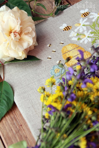Celebrate The Bees Cross Stitch Pattern by Madame Chantilly - Premium Pattern, Cross Stitch from Madame Chantilly - Just $15.88! Shop now at Crossed Hearts Needlework & Design