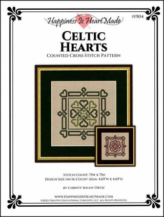Image of Celtic Hearts Cross Stitch Pattern by Happiness Is HeartMade