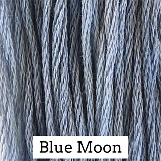 Close-up of embroidery thread with 'Blue Moon' label