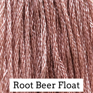 Close-up of embroidery floss with 'Root Beer Float' label