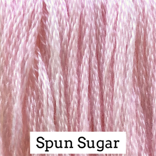 Close-up of pink embroidery labeled 'Spun Sugar'