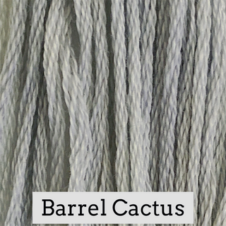 Close-up of twisted thread in a pale warm gray/off-white shade, with a label reading 'Barrel Cactus' at the bottom.