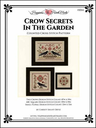 Crow Secrets In The Garden Cross Stitch Pattern by Happiness Is HeartMade - Premium Pattern, Cross Stitch from Happiness Is Heartmade - Just $12! Shop now at Crossed Hearts Needlework & Design