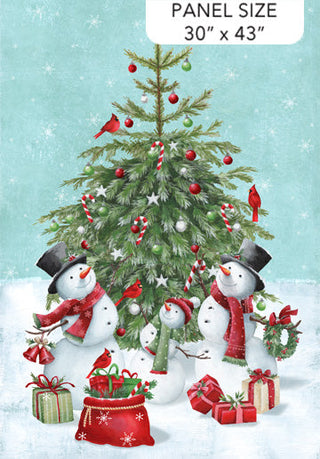 NC Snowman Panel Turq Multi - Holly Jolly