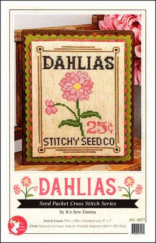 Cross stitch pattern for 'Dahlias' by Stitchy Seed Co on a white background
