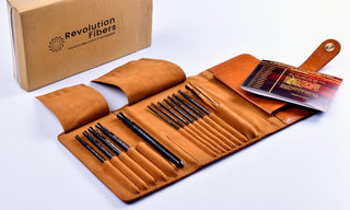 Premium Ebony Wood 7" Crochet Hooks Set with Carrying Case | 13 Crochet Hooks Size US E - P