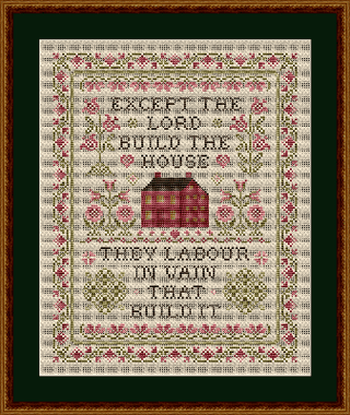Except The Lord Build The House Cross Stitch Pattern by Happiness Is HeartMade - Premium Pattern, Cross Stitch from Happiness Is Heartmade - Just $16! Shop now at Crossed Hearts Needlework & Design