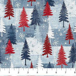 NC Trees Lt Blue Multi - Village Folk
