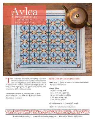 ''NEW! Florentine Tiles cross stitch folk embroidery kit