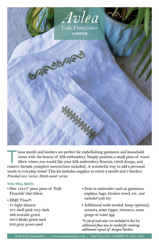 Folk Flourish Garden cross stitch folk embroidery kit