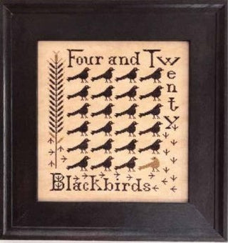 Decorative print with blackbirds and text in a wooden frame