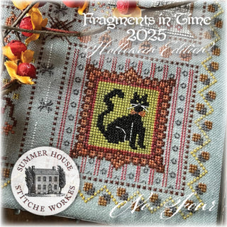 2025 cross-stitch pattern with black cat design and Summer House Stitch Works branding.