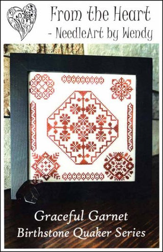 Image of Graceful Garnet: Birthstone Quaker Series Cross Stitch Pattern by From the Heart - NeedleArt by Wendy