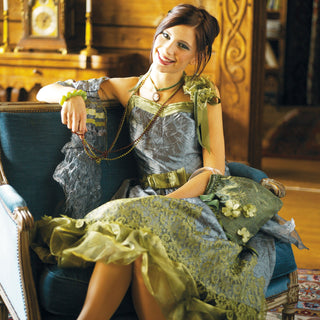 Dress and accessories made using HUSQVARNA® VIKING® EMERALD™ 116 Sewing Machine 