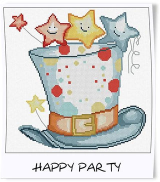 Celebrate in style with the Happy Party cross stitch pattern by Alessandra Adelaide Needleworks! A festive top hat with smiling stars—perfect for New Year’s or any joyful occasion.