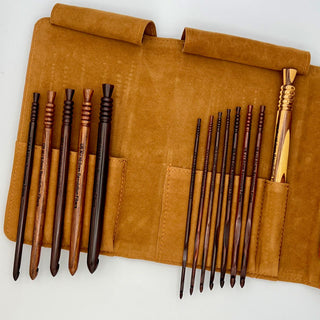 Premium Rosewood Crochet Hooks Set with Carrying Case | 13 Crochet Hooks Size US E - P
