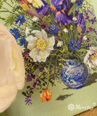 Irises & Wildflowers Needlecraft Kit by Merejka - Premium Needlecraft Kit from Merejka - Just $55.80! Shop now at Crossed Hearts Needlework & Design